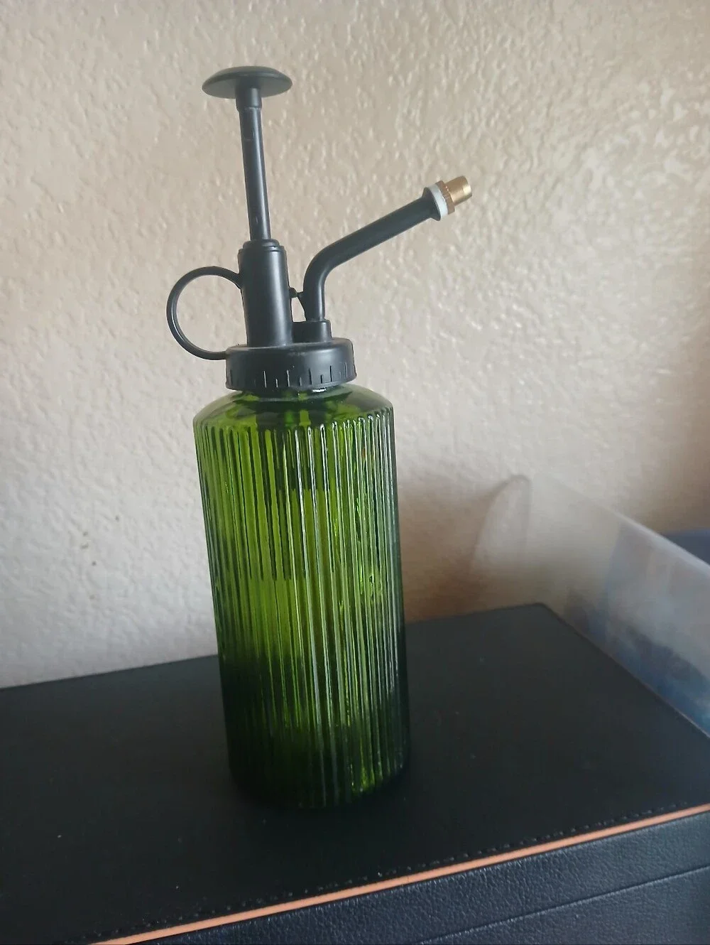 Green Glass Plant Mister with Black Pump Sprayer